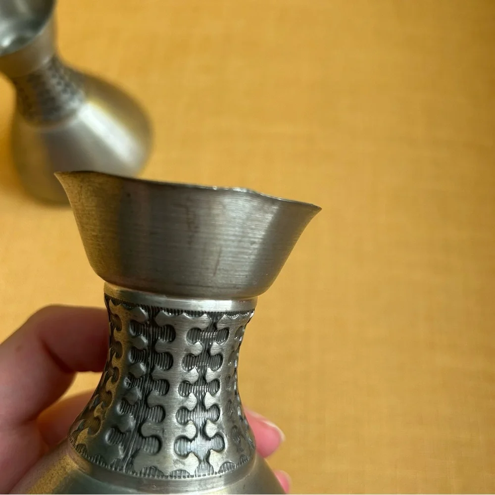 Vintage Nordic Pewter Candle Holders silver primitive